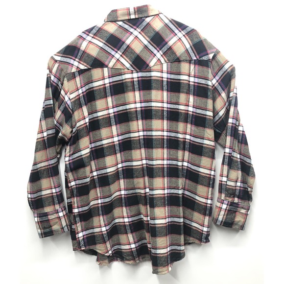 Ely Cattleman XXL Tan Red Plaid Pearl Snap Flannel Western Long Sleeve Shirt - Picture 2 of 6